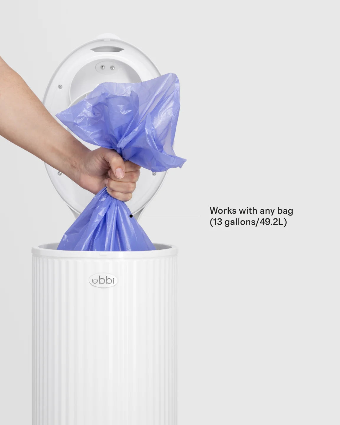 Ubbi Fluted Stainless Steel Diaper Pail - One Size / Matte White Fluted