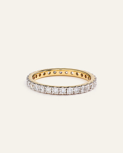 14K Gold Lab Grown Diamond Pave Eternity Band - 1ctw - 4 / Yellow Gold