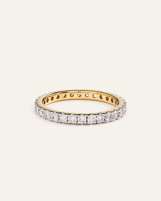 14K Gold Lab Grown Diamond Pave Eternity Band - 1ctw - 4 / Yellow Gold