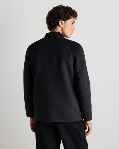100% Mongolian Cashmere Double-Faced Chore Blazer - S / Heather Charcoal