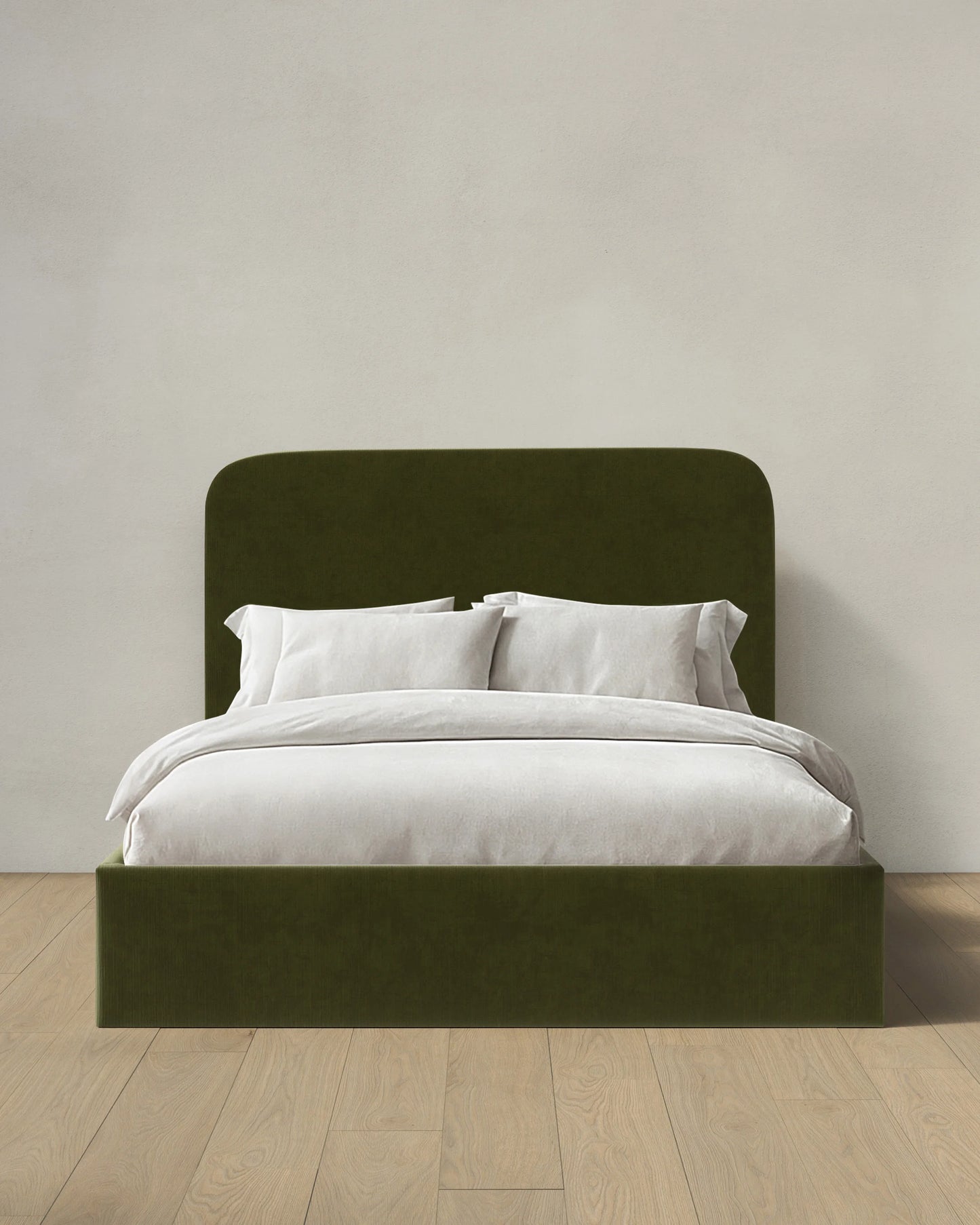 Curved Bed in Performance Velvet - Full / Walnut