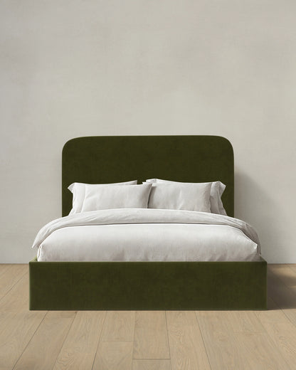 Curved Bed in Performance Velvet - Full / Walnut