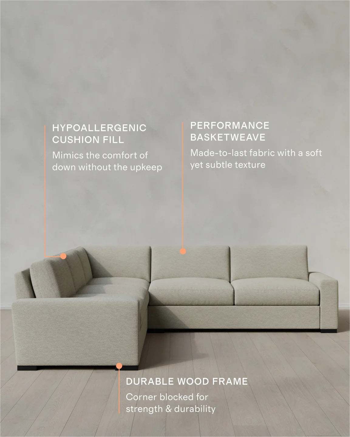 Stillman L Sectional in Performance Basketweave - 116x116 / Flax