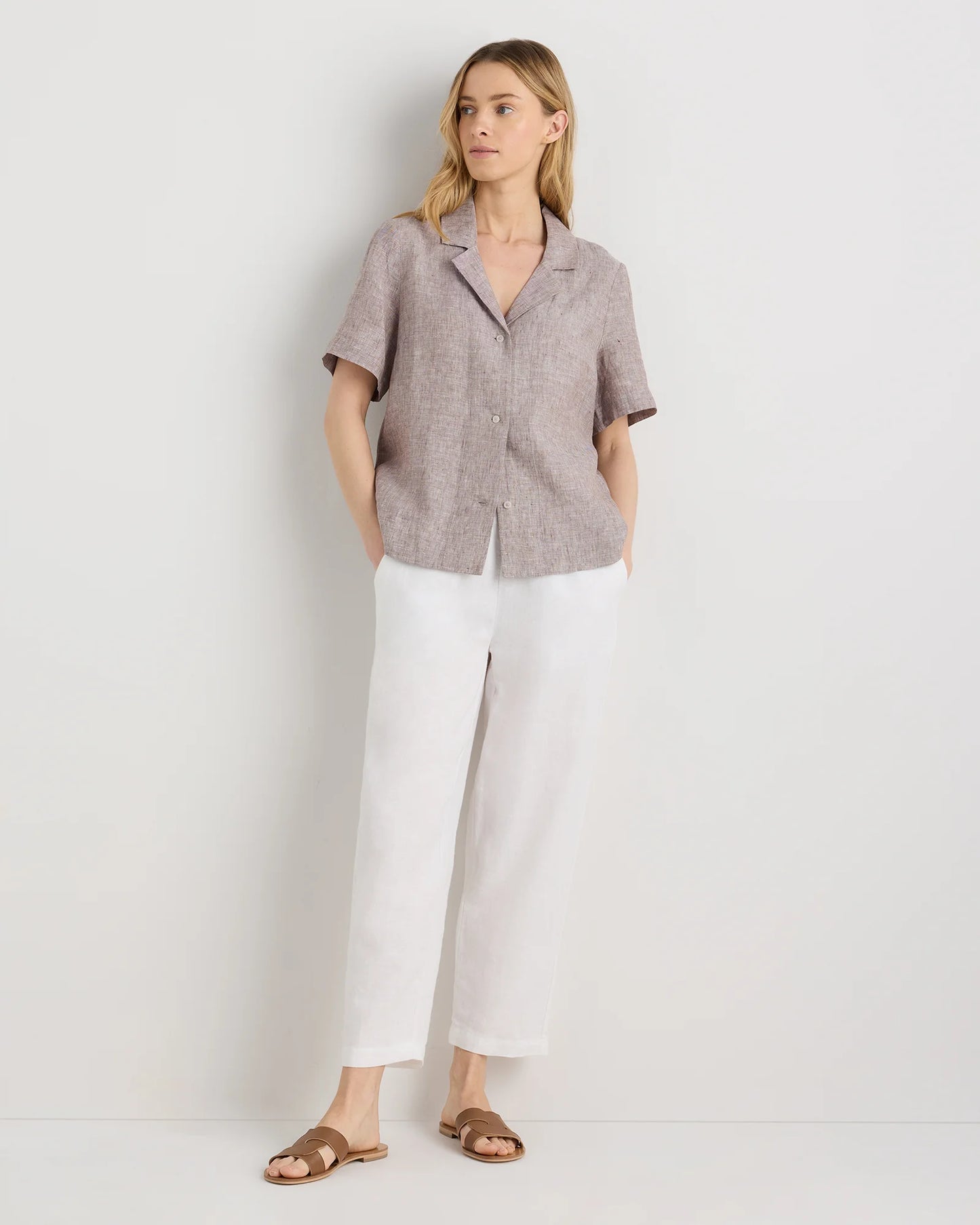 100% European Linen Short Sleeve Shirt - XS / Moonstone Blue