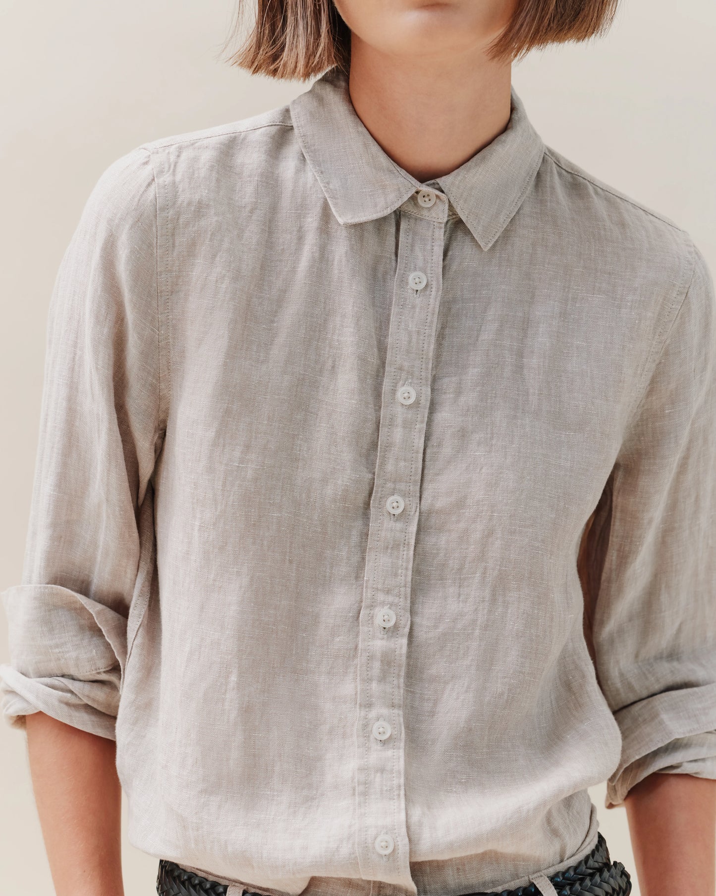 100% European Linen Long Sleeve Shirt - XS / Blue Pinstripe