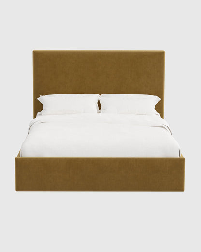 Square Bed in Performance Velvet - Full / Butterscotch