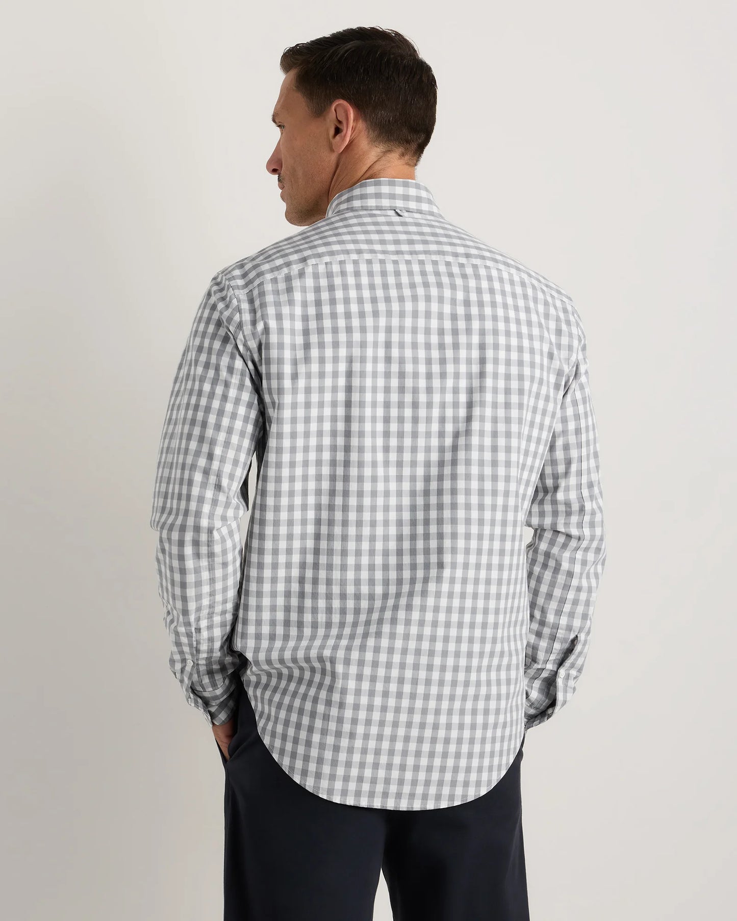 Organic Cotton Stretch Poplin Shirt - S / Grey Gingham
