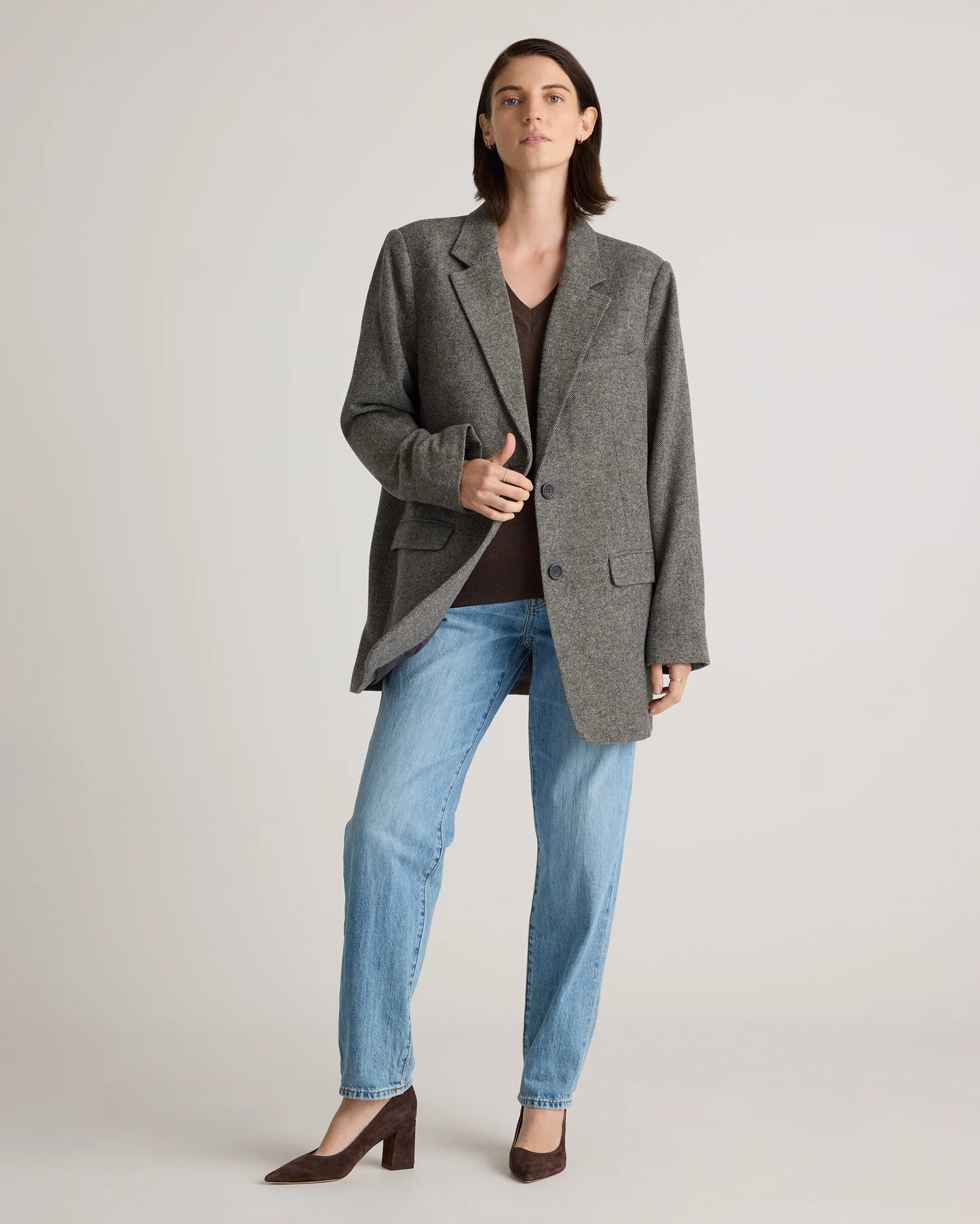 Lightweight Cotton Cashmere V-Neck Sweater - XS / Sugar Stone