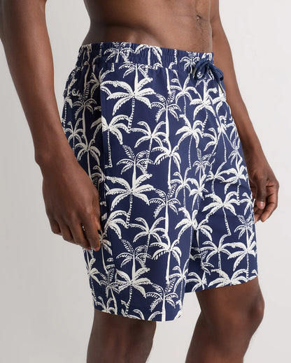 Italian Swim Trunks - 9" - S / Navy Palms