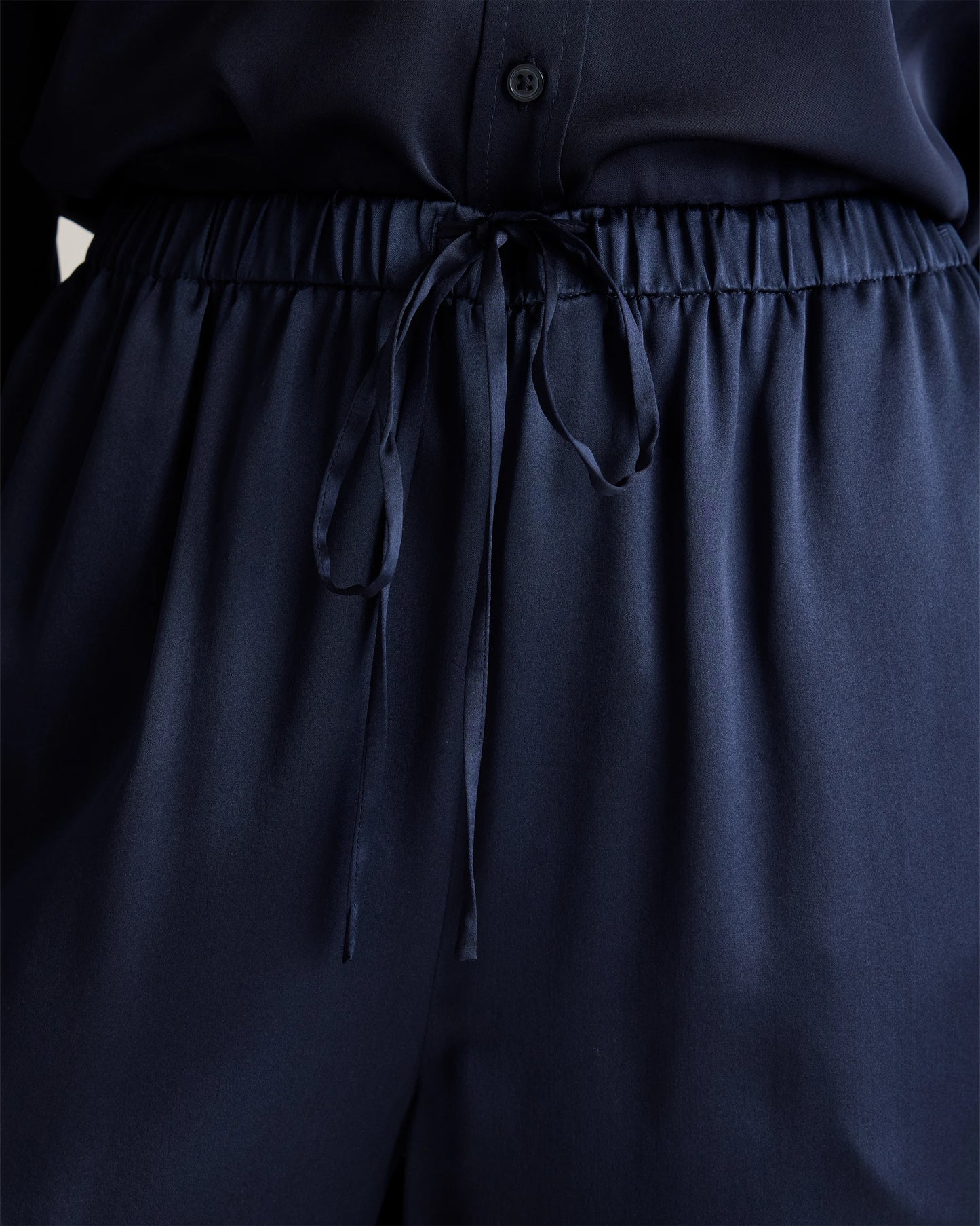 100% Washable Silk Drawstring Wide Leg Pants - XS / Black