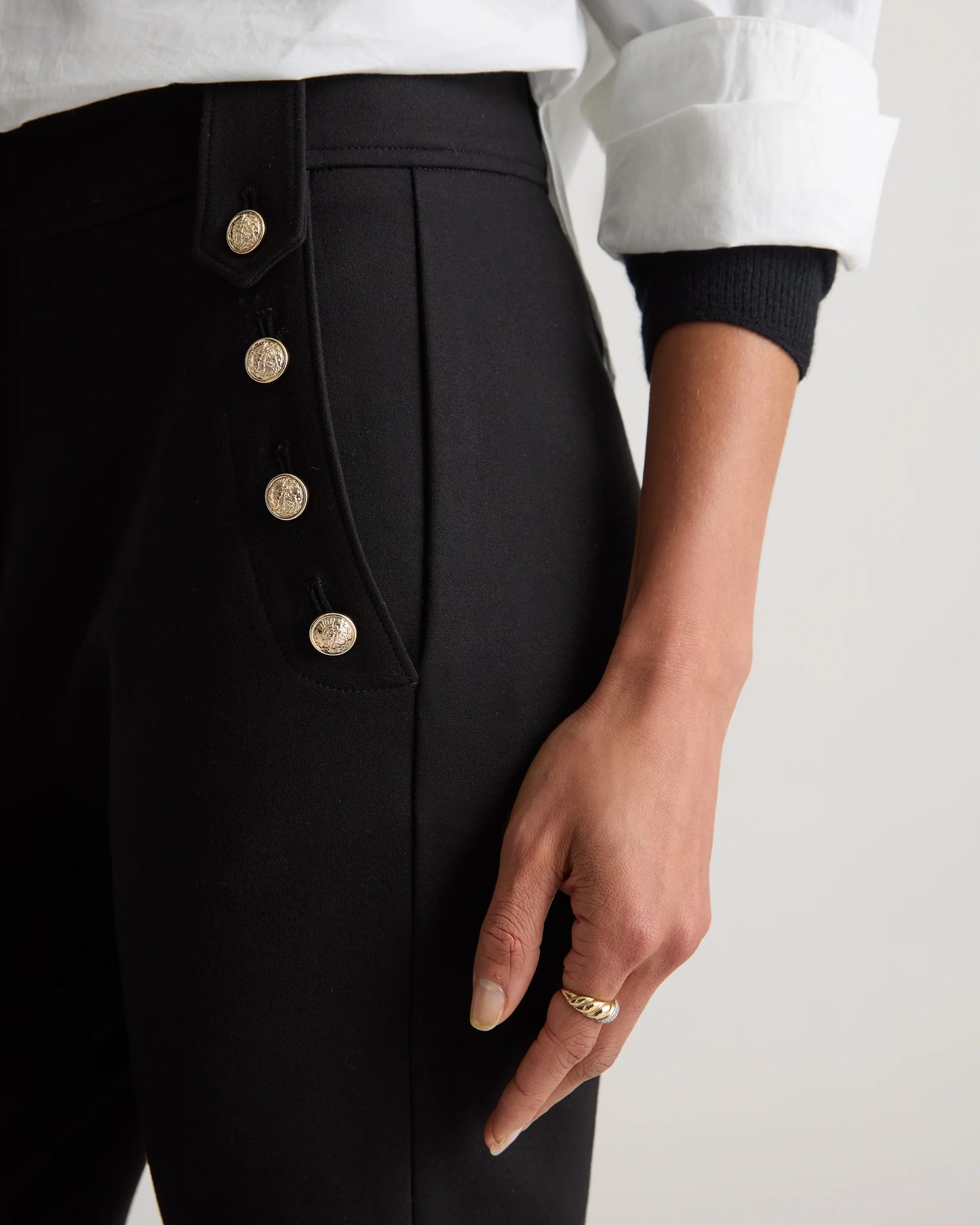 Ultra-Stretch Ponte Straight Leg Mariner Pants - XS / Morel Grey
