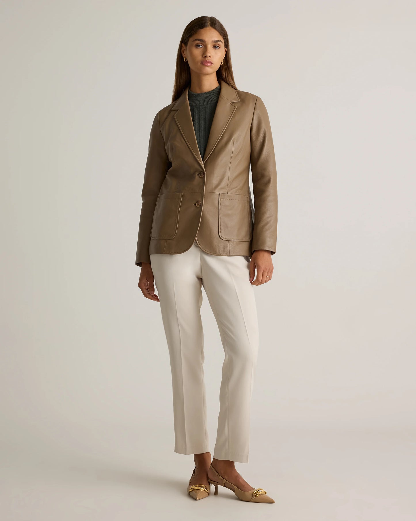 100% Leather Blazer - XS / Rich Brown