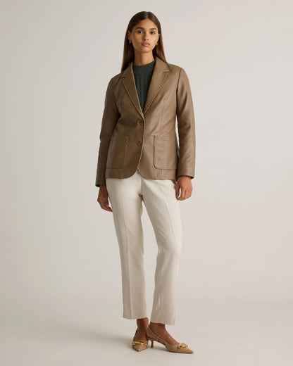 100% Leather Blazer - XS / Rich Brown