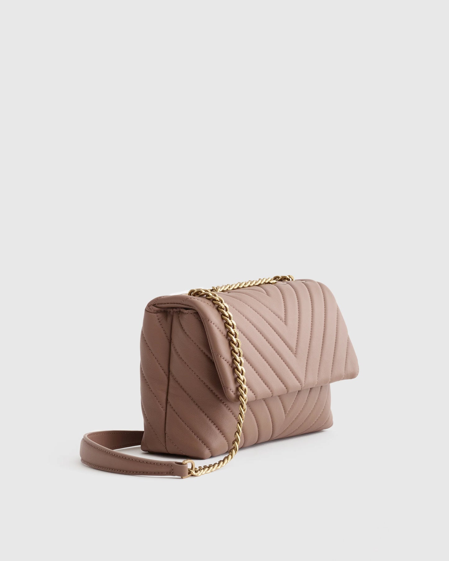 Italian Leather Quilted Convertible Crossbody - One Size / Dark Taupe