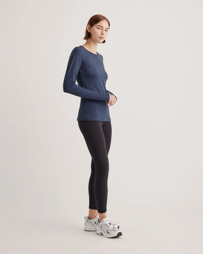 Ultra-Soft Fitted Long Sleeve Top - XS / Heather Navy