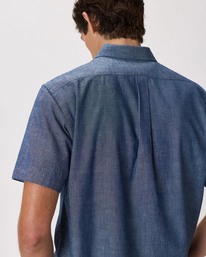 100% Organic Chambray Short Sleeve Shirt - S / Light Chambray