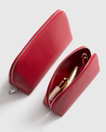Italian Leather Pouch Travel Set - One Size / Deep Navy