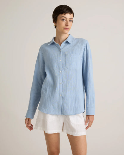 100% Organic Cotton Gauze Long Sleeve Shirt - XS / Khaki Gingham