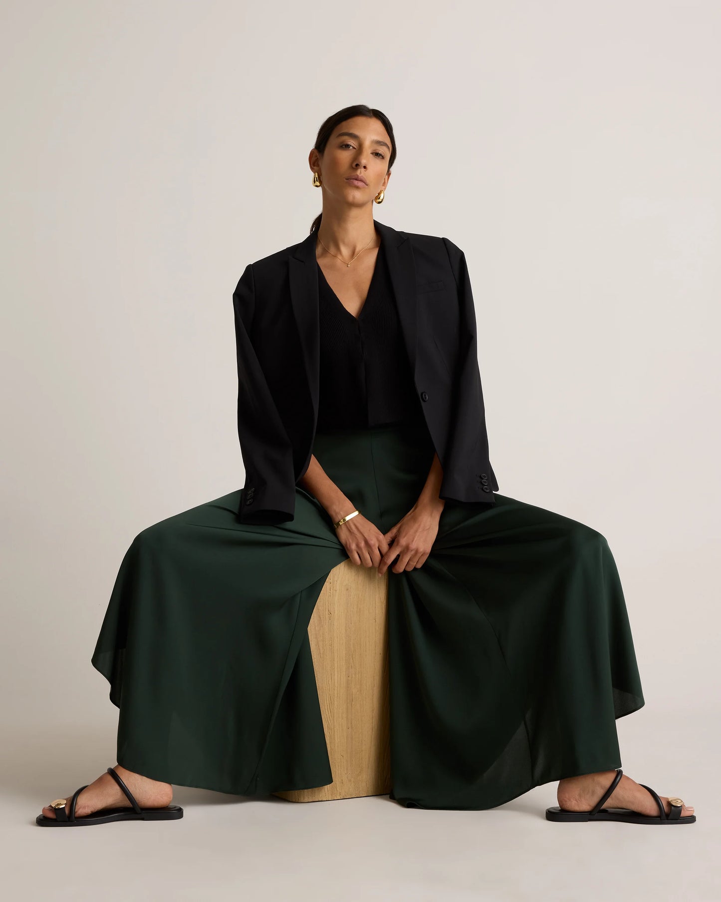Washable Stretch Silk Palazzo Pants - XS / Black