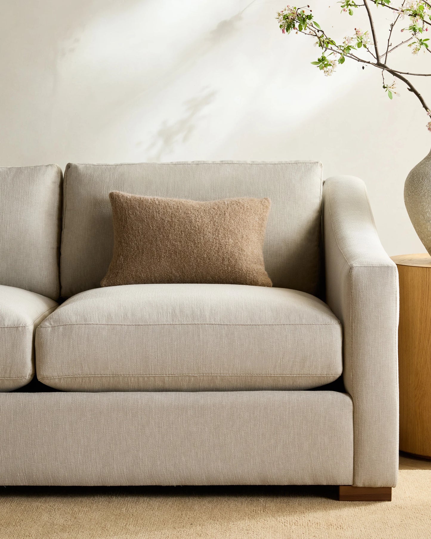 Hollis Slope Arm L Sectional in Performance Chenille Linen Blend - 110x110 / Snow