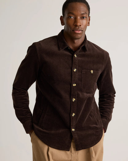 Organic Stretch Corduroy Overshirt - S / Espresso