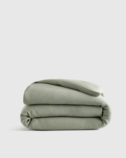 Organic Cotton Gauze Duvet Cover - Twin / Dried Sage