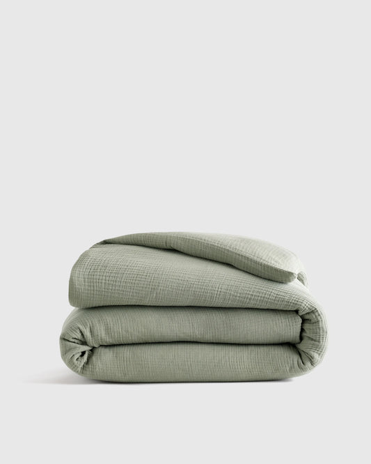 Organic Cotton Gauze Duvet Cover - Twin / Dried Sage