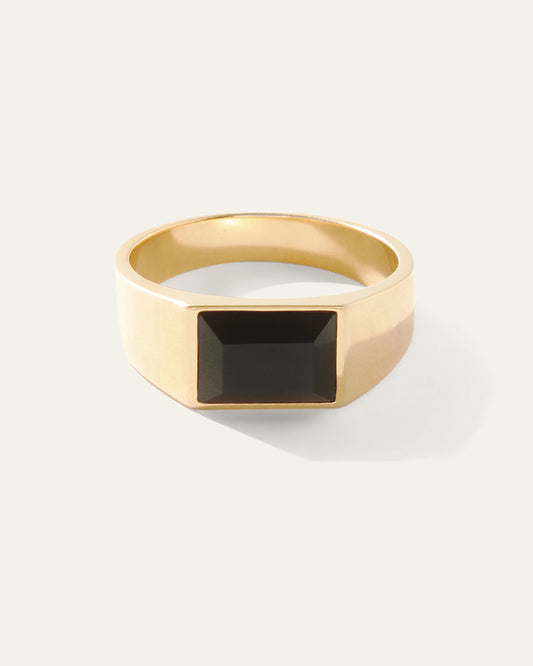 Onyx Rectangular Ring - 7 / Gold Vermeil