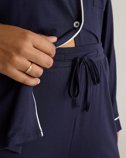 Bamboo Jersey Long Sleeve Pajama Set - XS / True Black