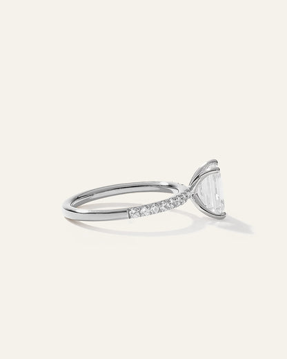 Lab Grown Diamond Emerald Petite Pave Engagement Ring - 2ct - 4 / Yellow Gold