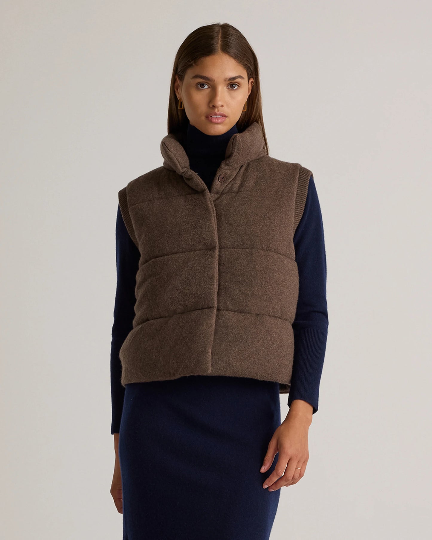 Mongolian Cashmere Puffer Vest - XS / Black