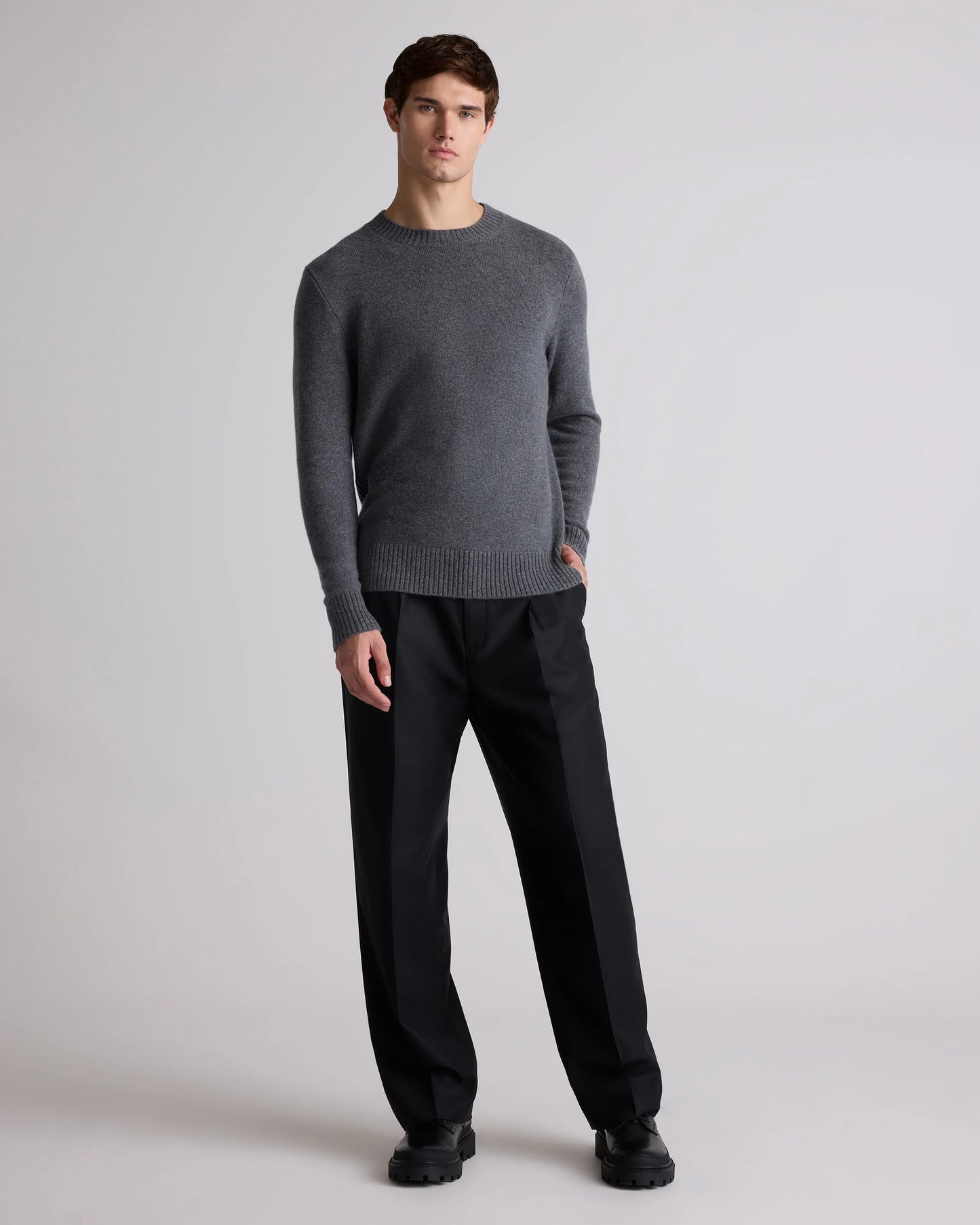 Luxe Baby Cashmere Crewneck Sweater - S / Heather Pewter