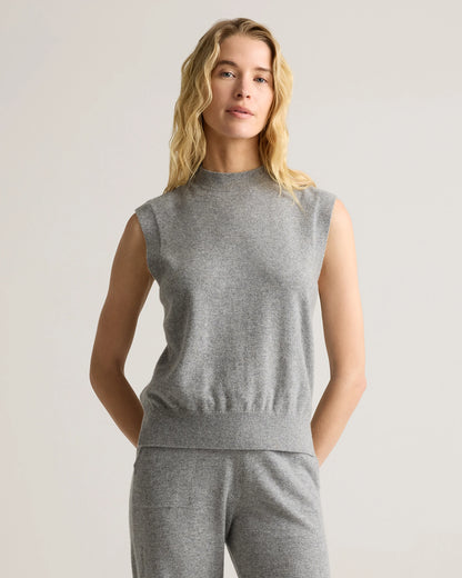 Mongolian Cashmere Mock Neck Sweater Vest - XS / Oatmeal