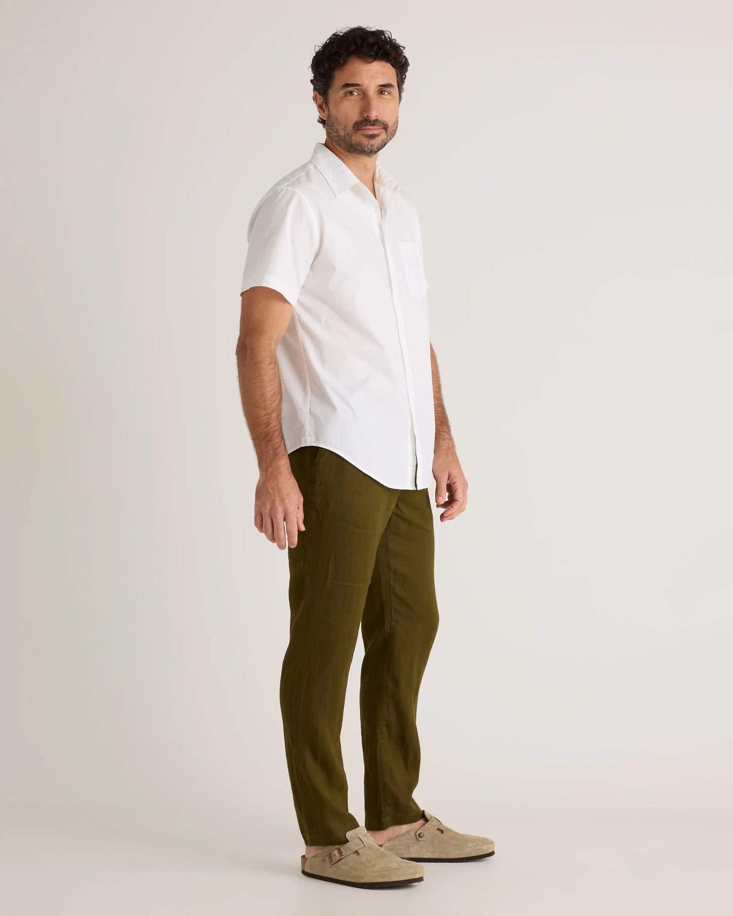 Organic Cotton Stretch Poplin Short Sleeve Shirt - S / Light Blue