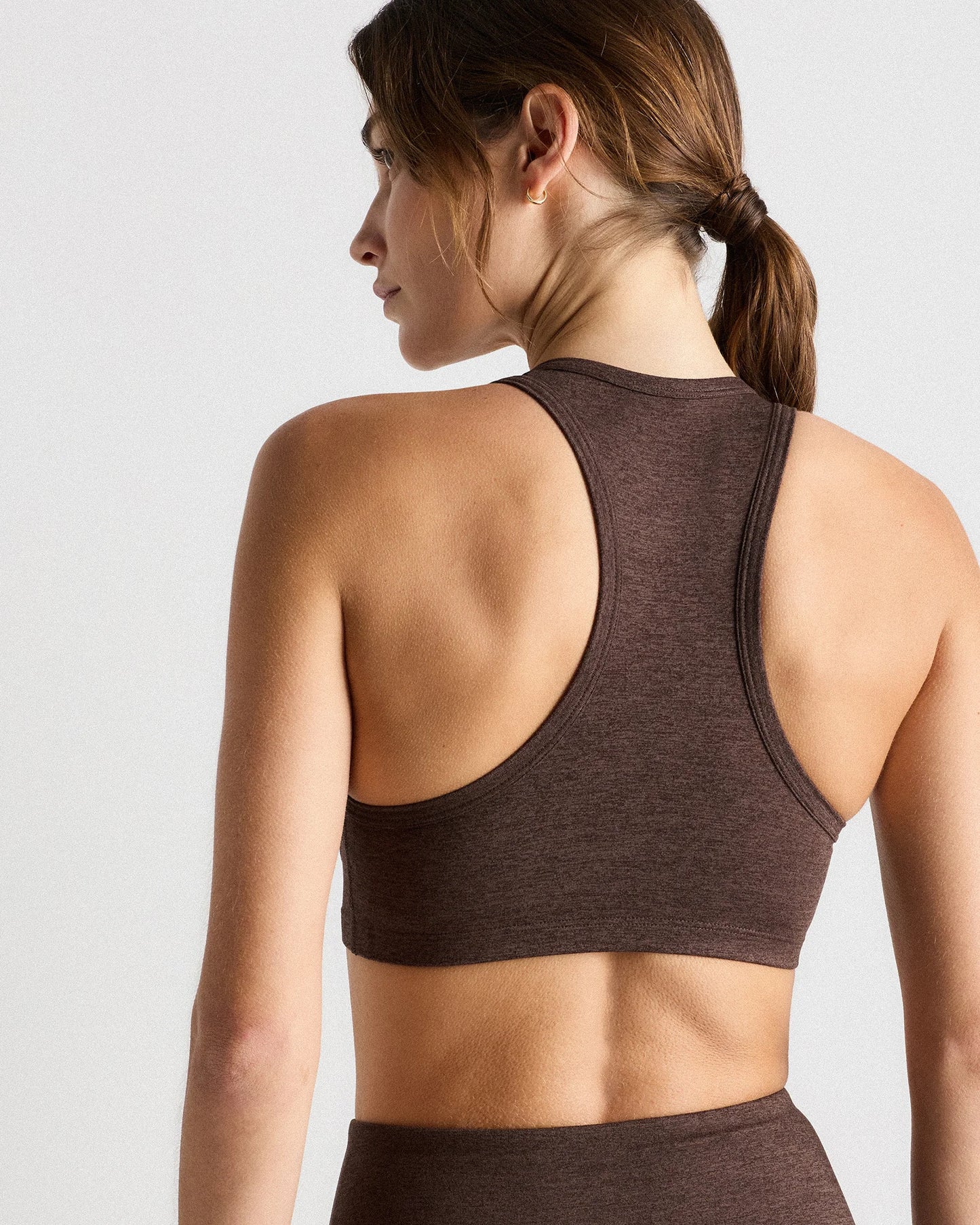 Ultra-Soft V-Neck Racerback Bra - XS / Heather Black