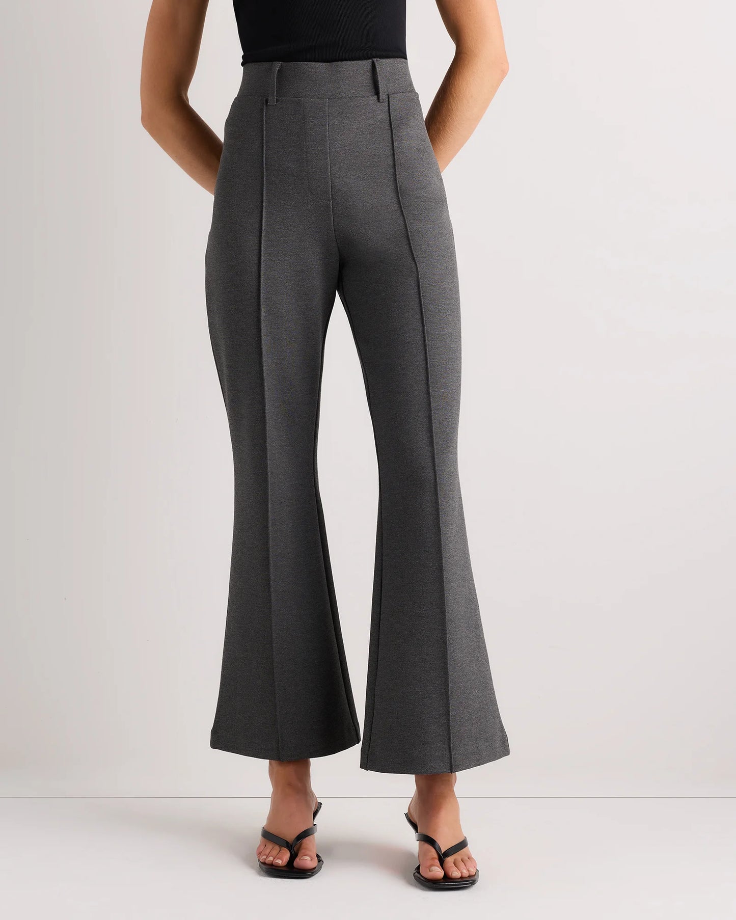 Ultra-Stretch Ponte Flare Leg Pants - XS / Charcoal