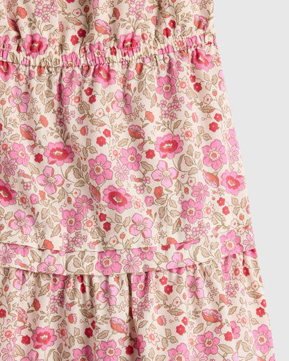 100% Organic Cotton Poplin Tiered Dress - 2T / Wildflower Botanical