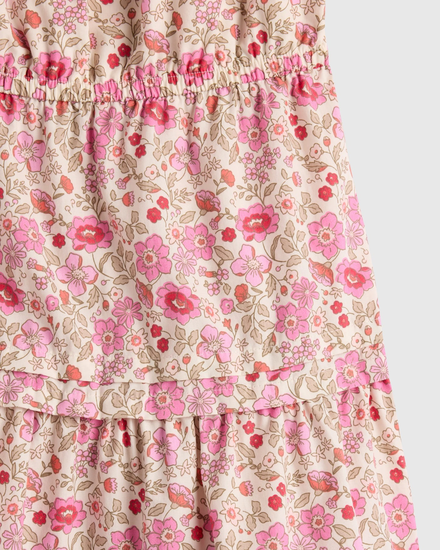 100% Organic Cotton Poplin Tiered Dress - 6 / Wildflower Botanical