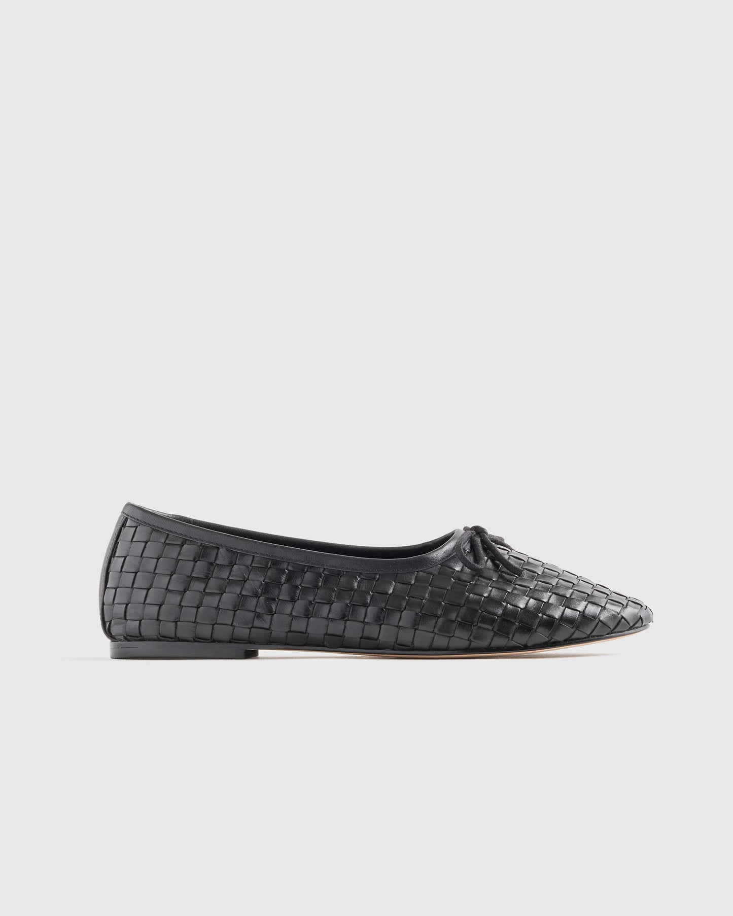 Italian Leather Handwoven Ballet Flat - 5 / Black