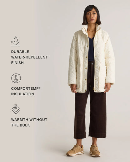 Featherless Quilted Long Puffer Jacket - XS / Silken White