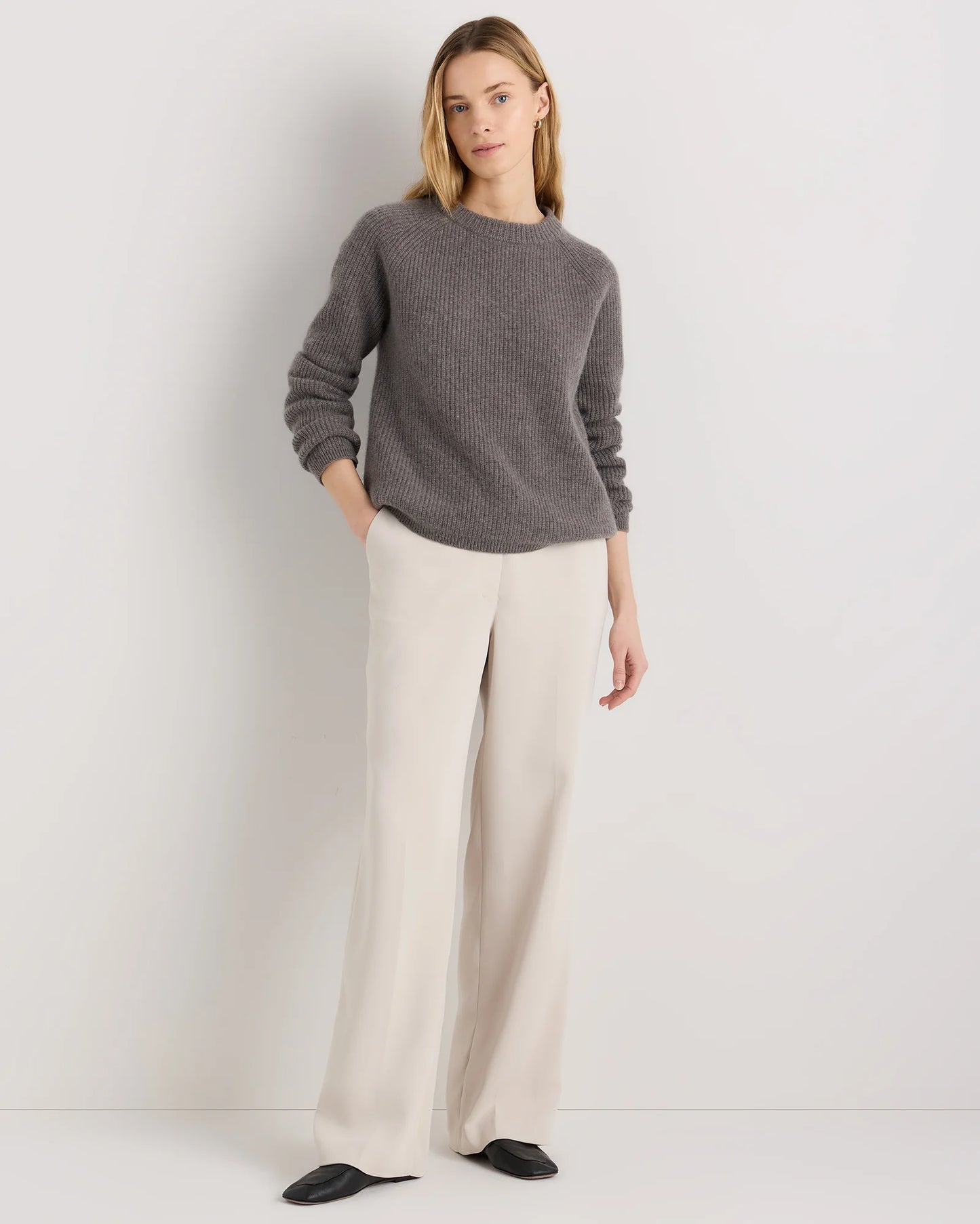 Mongolian Cashmere Fisherman Crewneck Sweater - XS / Teak