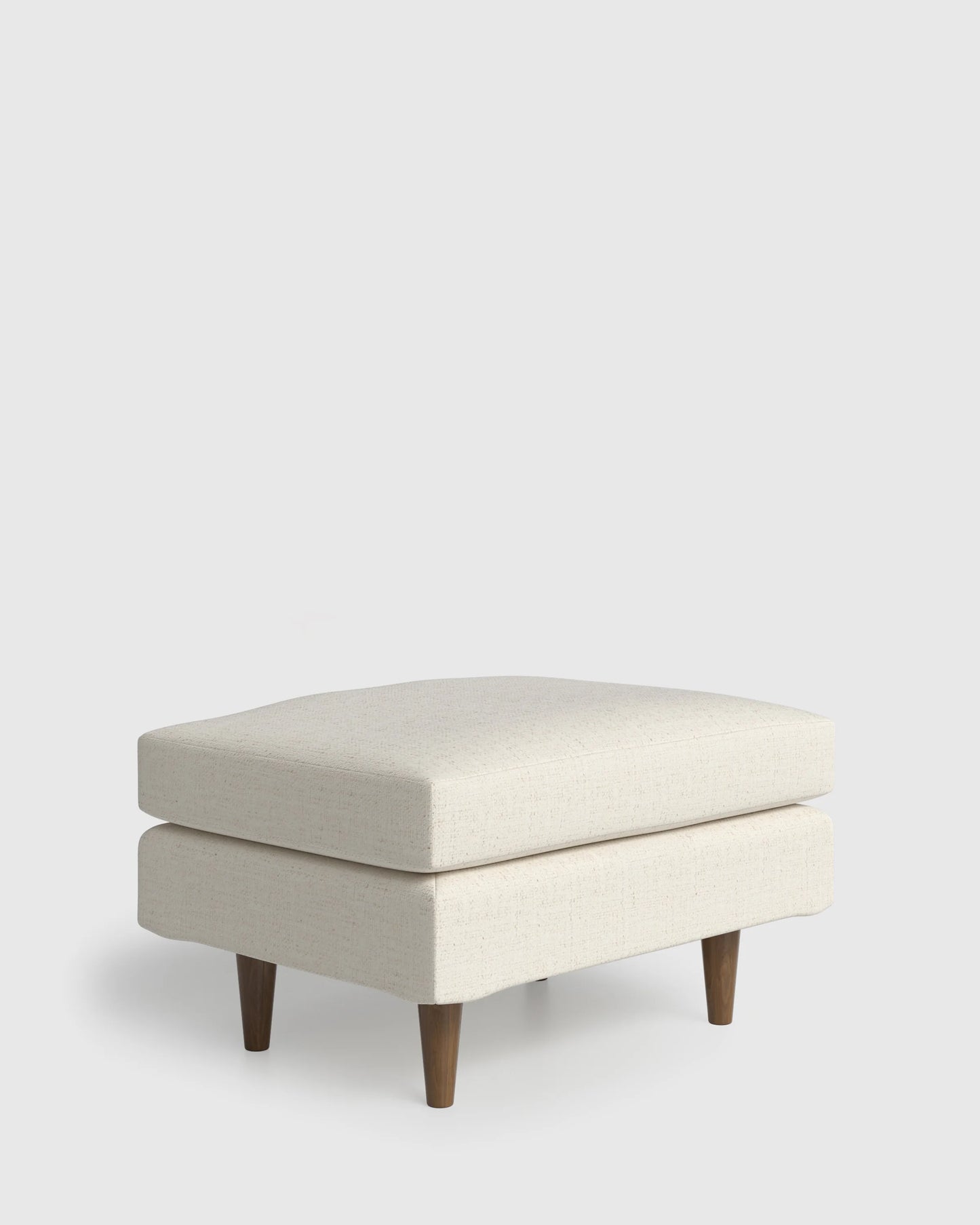 Atlas Midcentury Ottoman in Performance Chenille Linen Blend - 31.5" / Snow