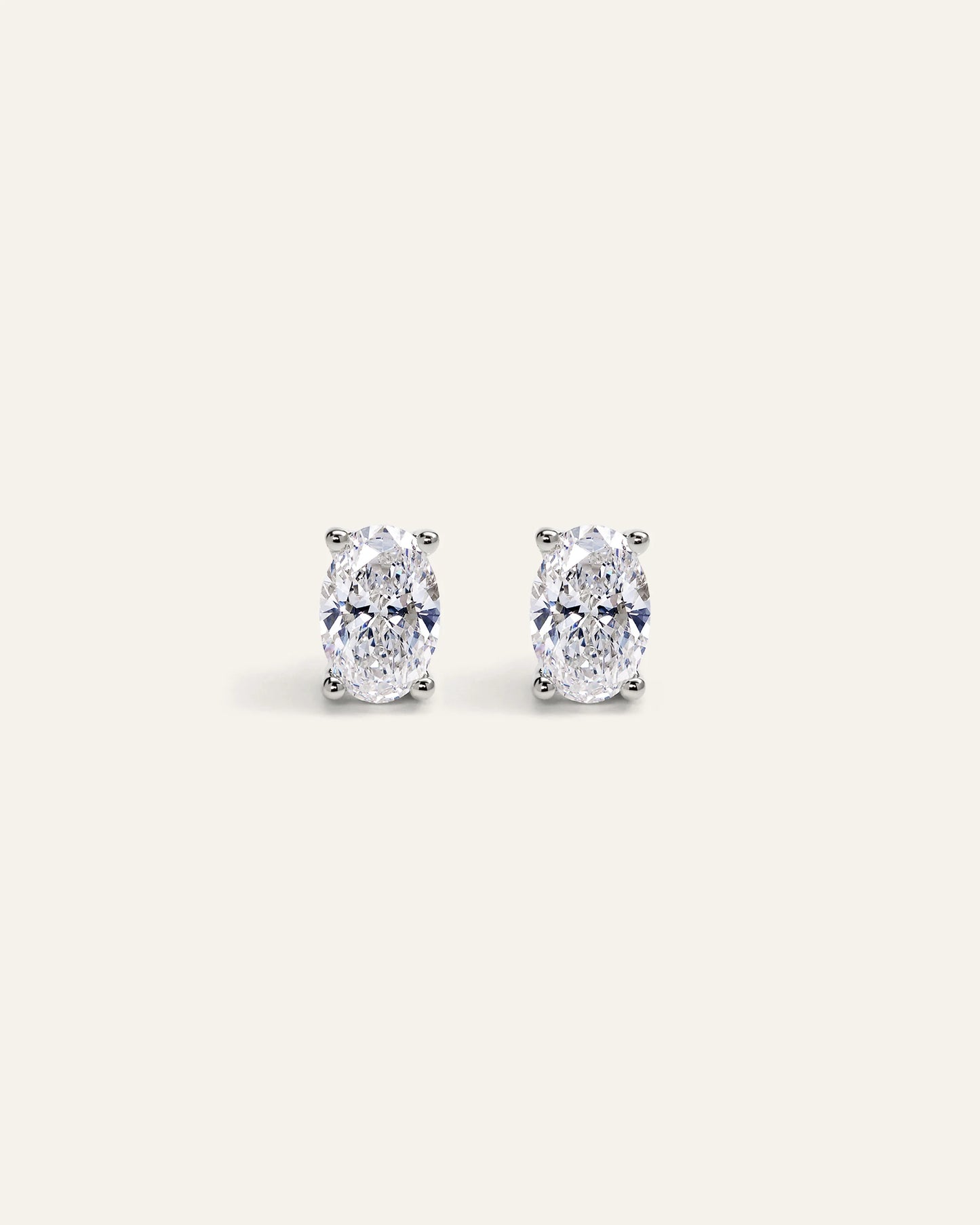 14K Gold Lab Grown Diamond Oval Solitaire Studs - 1ctw - One Size / Yellow Gold