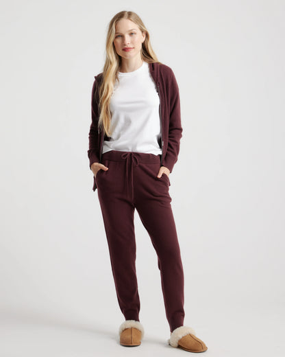 Mongolian Spring Cashmere Sweatpants - XS / Burgundy