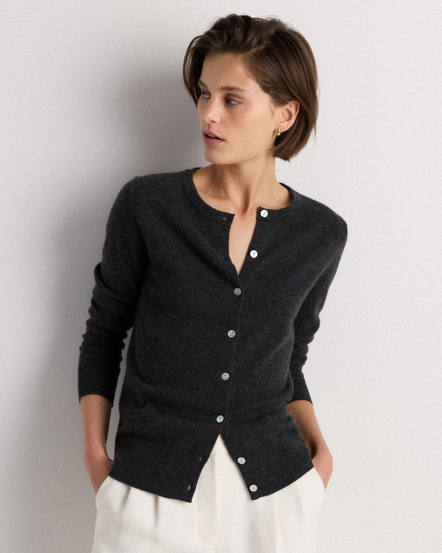Mongolian Cashmere Cardigan Sweater - XS / Black