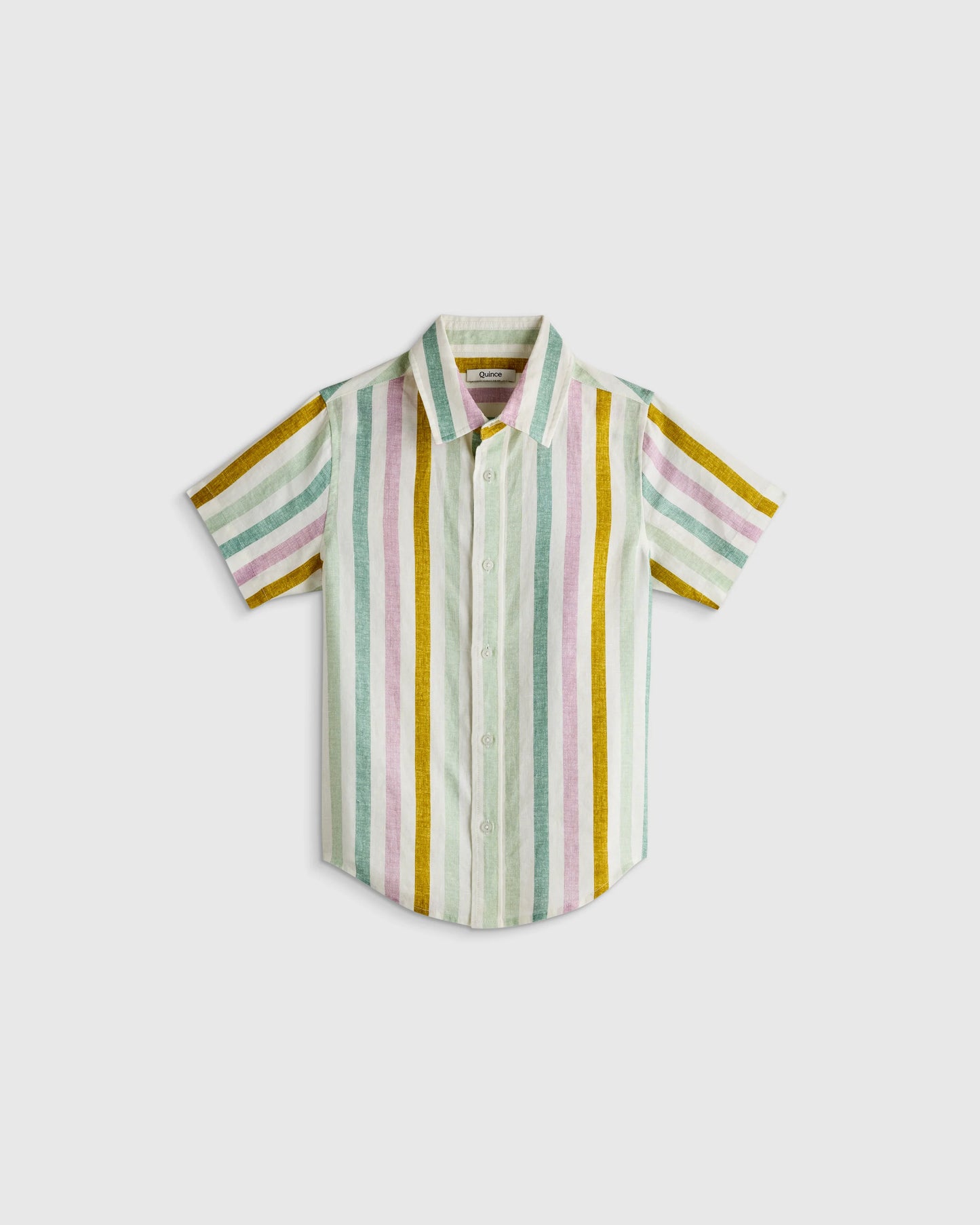 100% European Linen Printed Short Sleeve Shirt - 2T / Multi Palm