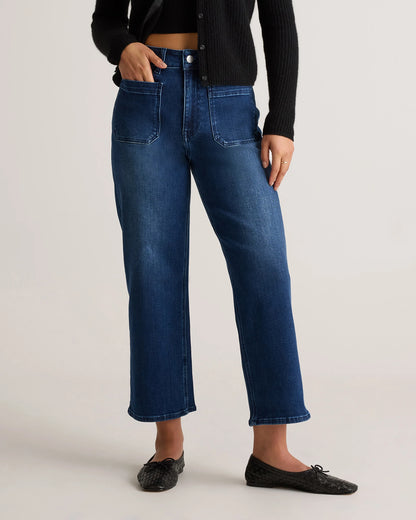 Bella Stretch Patch Pocket Wide Leg Jeans - 24 / Seaside Blue