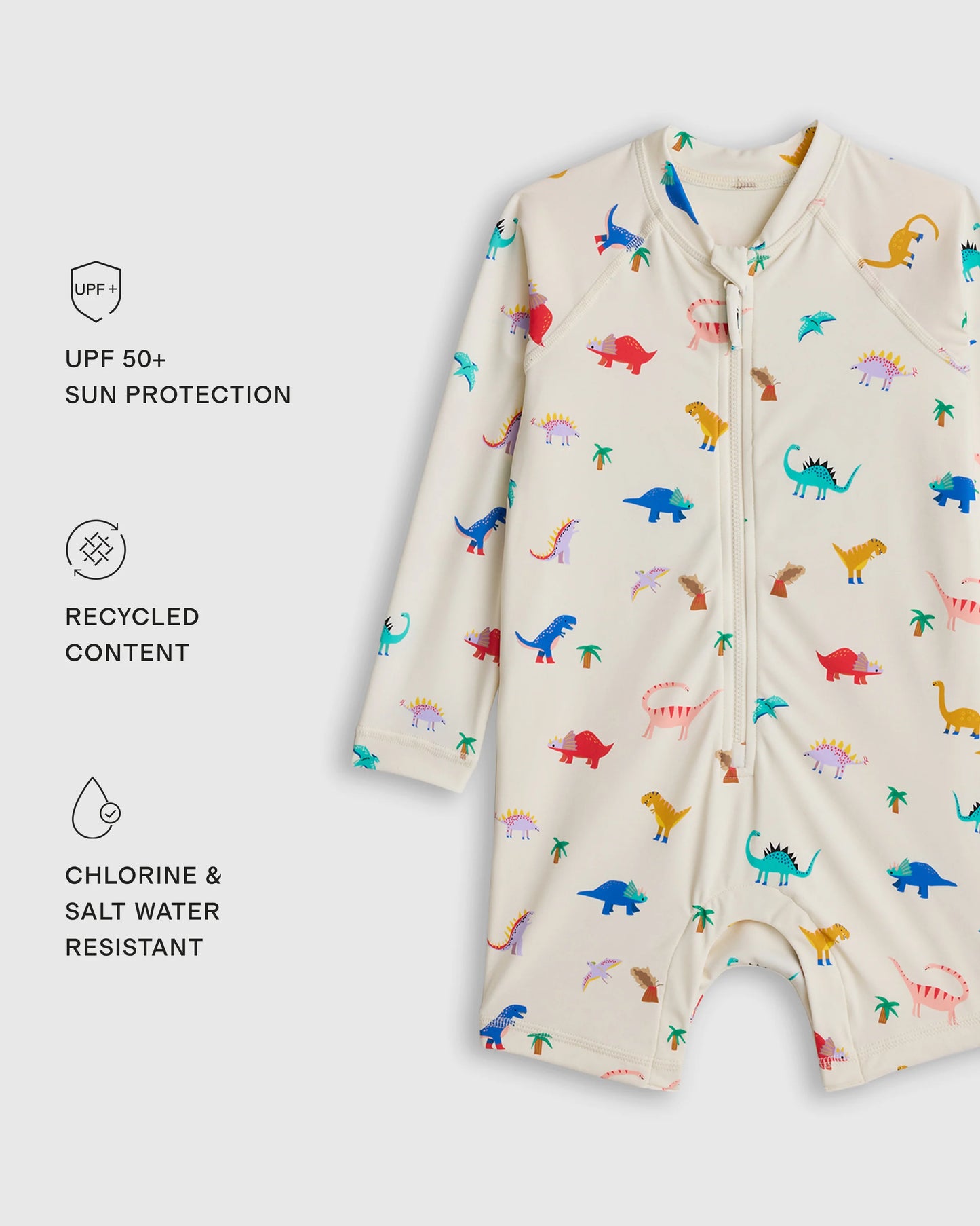 Long Sleeve Zip-Up Rash Guard One-Piece - 2T / Peri Beach Stripe