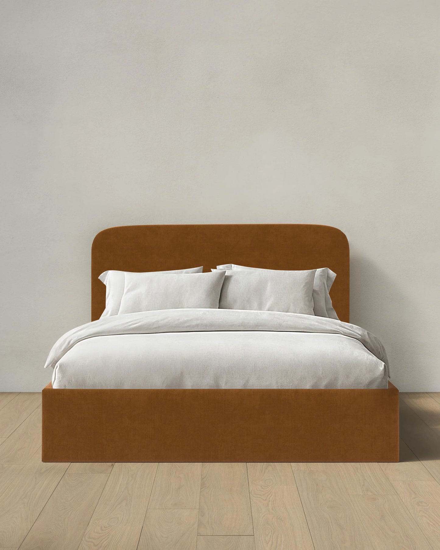 Curved Bed in Performance Velvet - Full / Walnut
