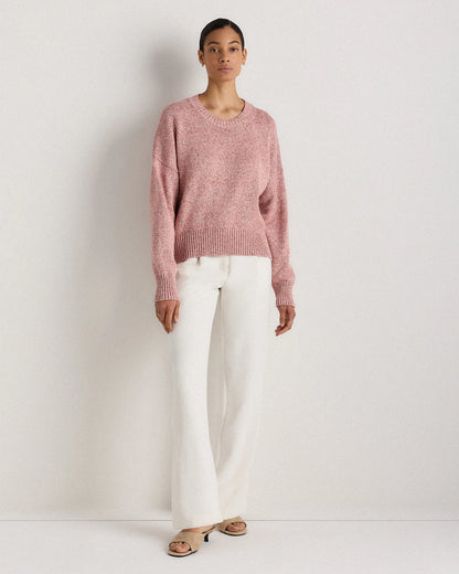 100% Organic Cotton Boyfriend Crew Sweater - XS / Speckled Beige